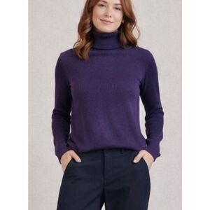 Mercer & Madison 100% Italian merino wool purple ribbed turtleneck sweater M
